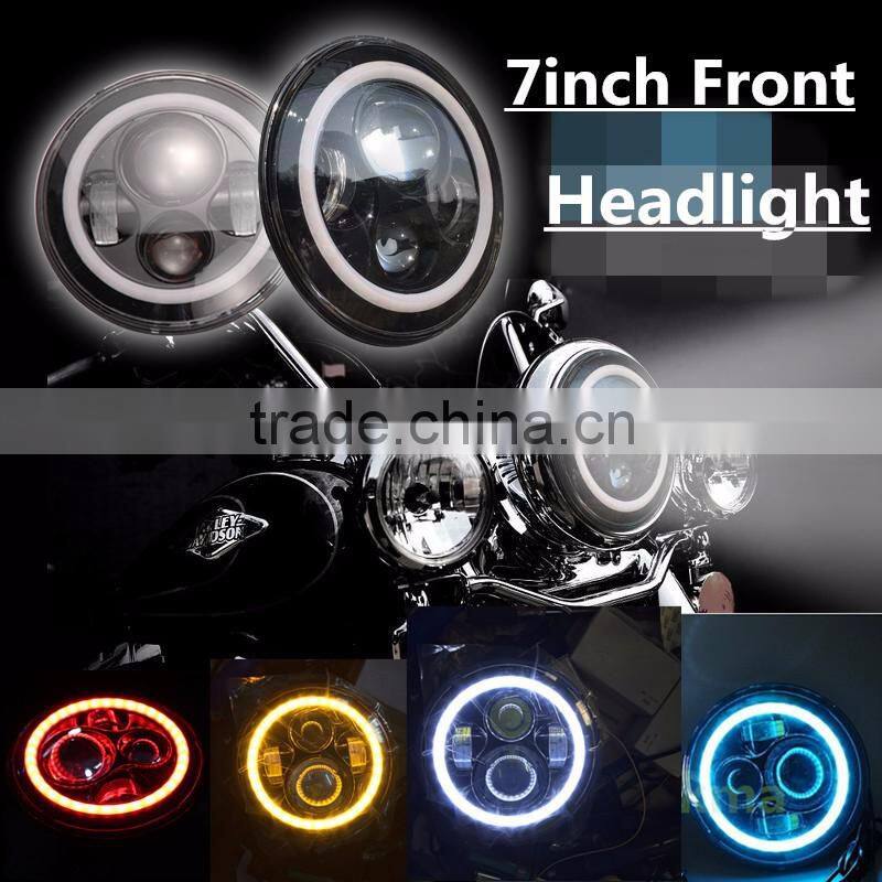 7 Inch Round 12v 24v 40W 3800 Lumens Hi/Lo Beam Cre-e LED Headlights With Halo Ring Angel Eyes DRL For Jee-p Wrangler JK TJ LJ