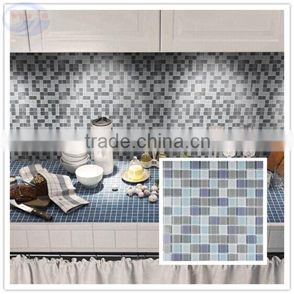 white and black color kitchen wall crystal glass mosaic tile