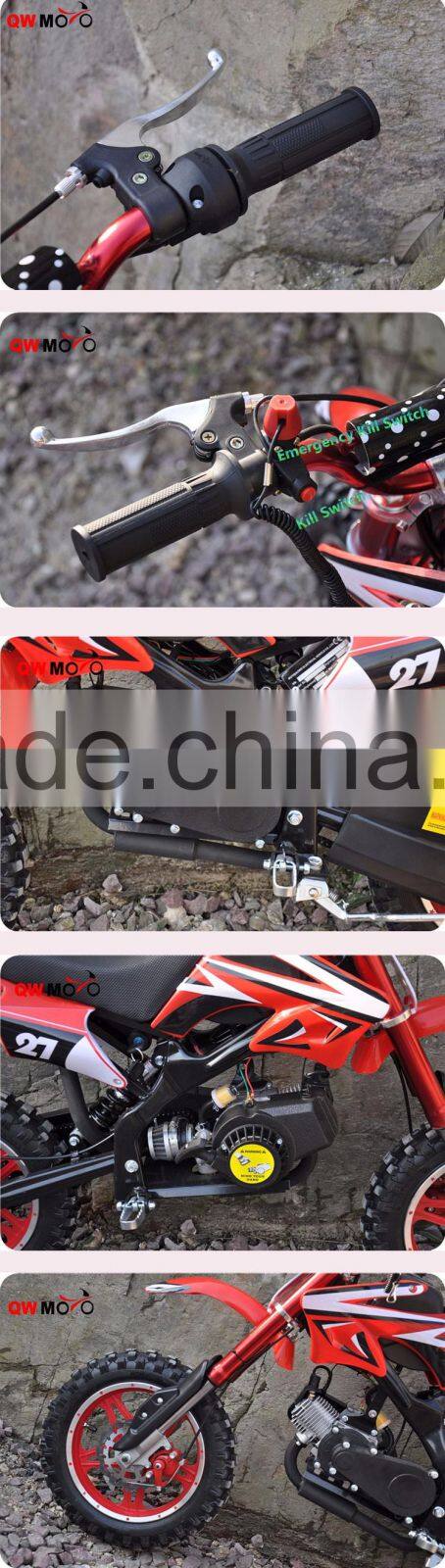 QWMOTO CE 49cc Mini moto 50cc dirt bike pocket bike pull start Motorcycle 49cc off road mini kids bike