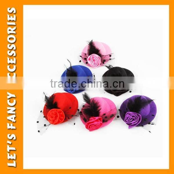 PGHD0286 Latest design girls kids mini hat hair clip with flower lace