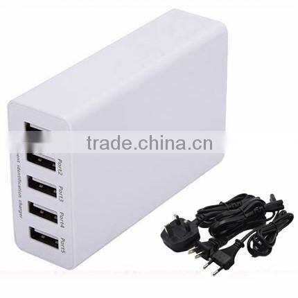 40W Portable 5-PORT USB Phone Charger Travel Charger