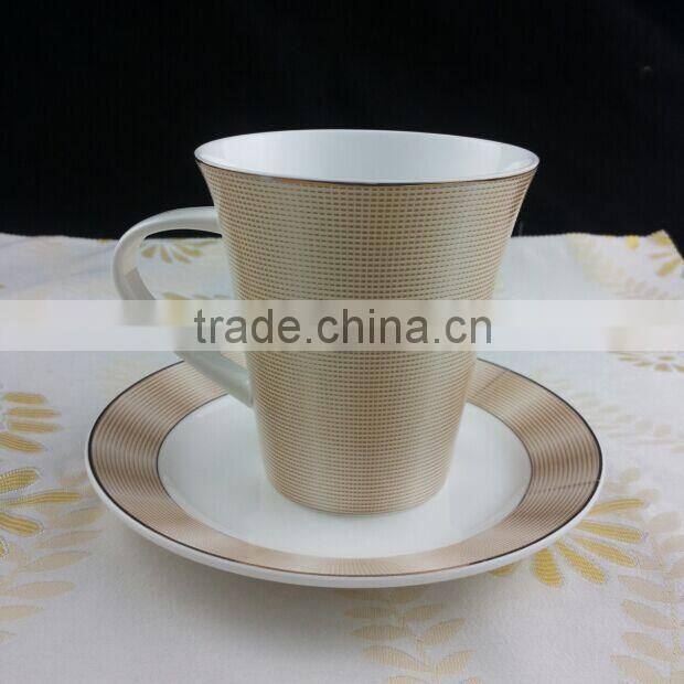 350ml gloden color mug cup and saucer