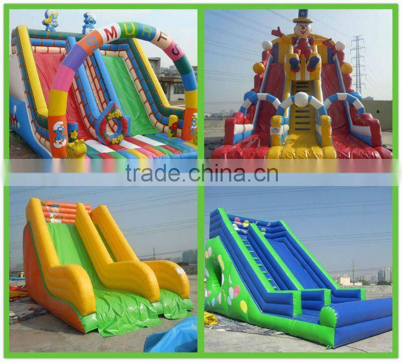 2015 Most popular for kids inflatable giant slide cartoon slide with bouncer game animal theme slide amusement park fun city