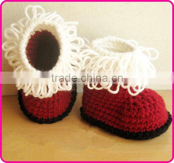 Christmas hot sale handmade winter soft crochet boot shoes for baby