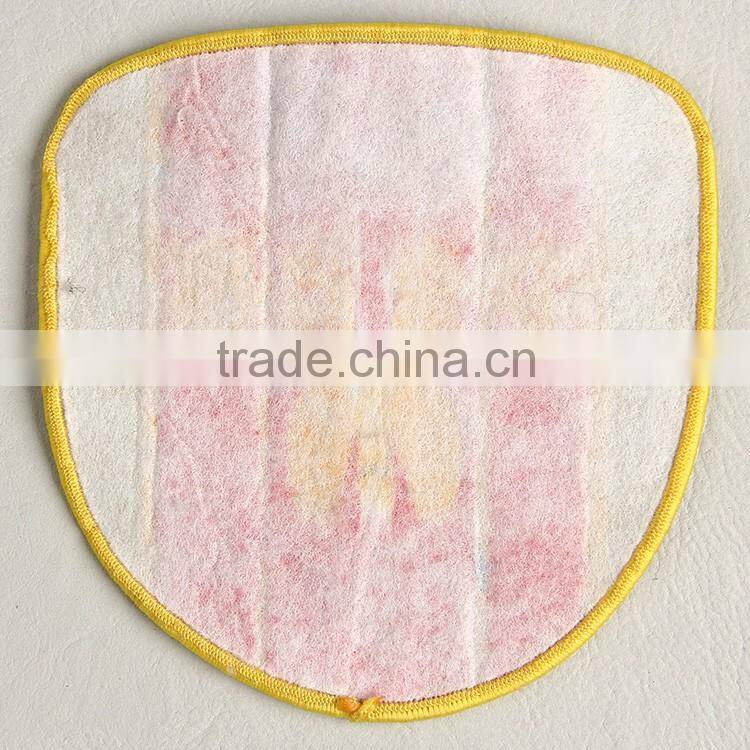 Woven badge with deep blue background for coal factory workwear