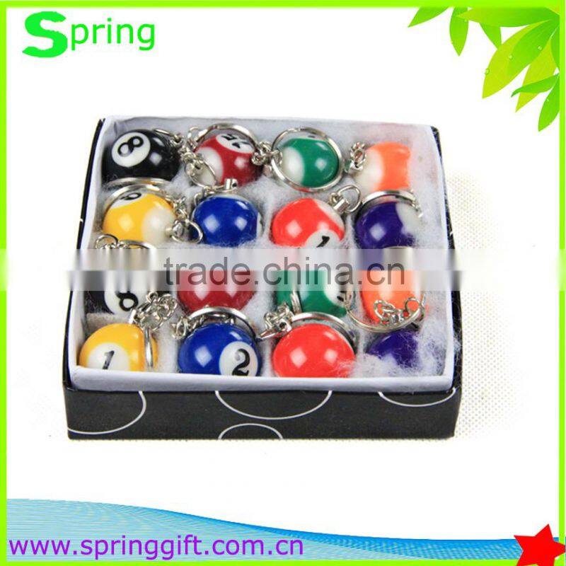 promotion gift hard resin billiards ball keyring /ball keyring/snook ball keyring