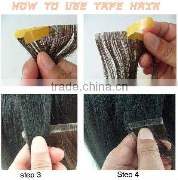 22'' European Remy Hair/ Pu Hair Weft Hair Extensions Tape Hair Extensions 60# 613#