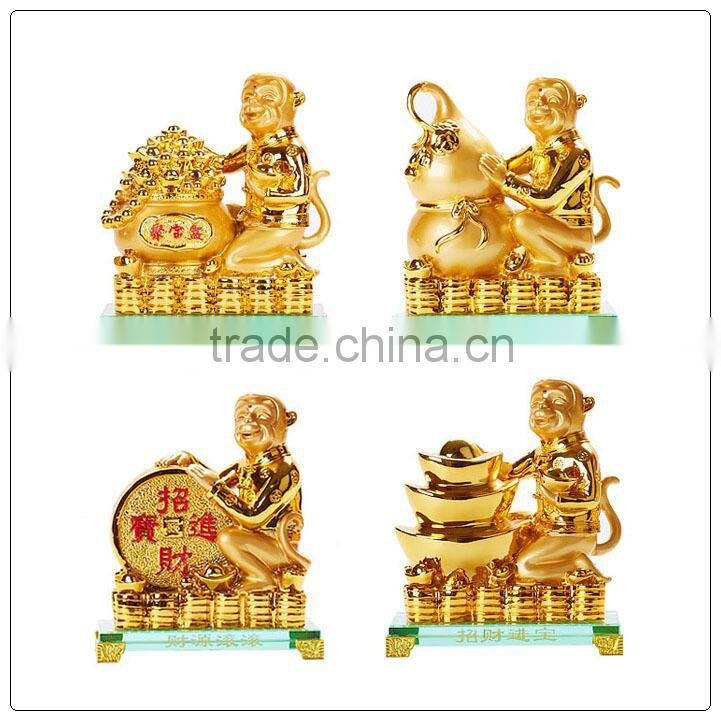 24K Golden color resin money statue , resin animal decoration , fengshui statue