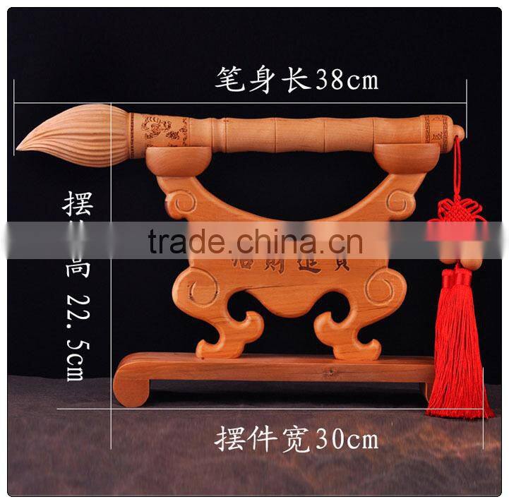 Peach wooden wen chang pen decoration