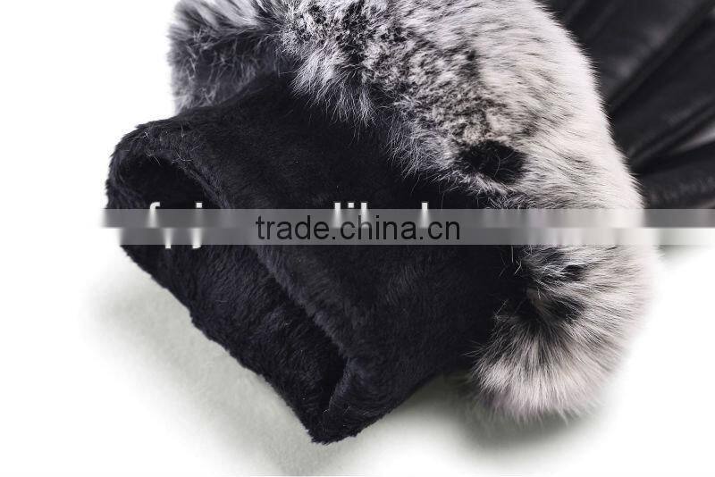 New Design Rabbit Fur Leather Glove For Lady