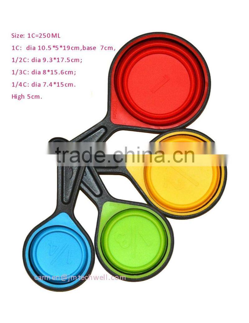 baking tools 4pcs set 250ML collapsible silicone measuring cups and spoon set