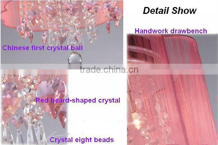 Pink modern crystal pendant light for high ceilings