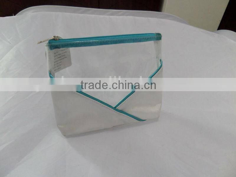 clear pvc cosmetic bag with satin