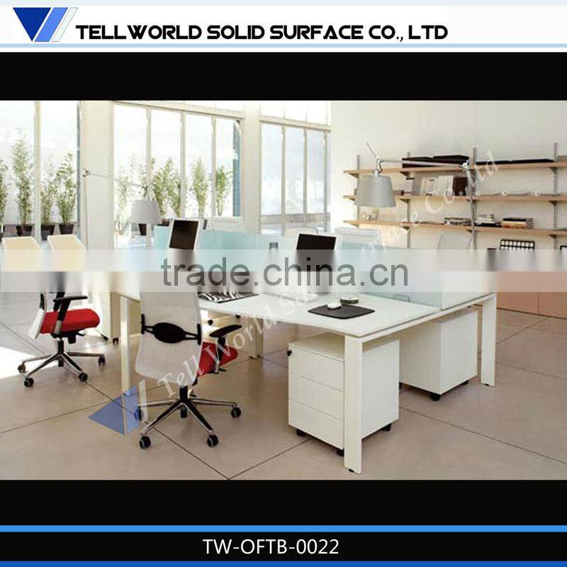 2014 modern white beautiful luxury commercial 2 people office desk furniture design for sale