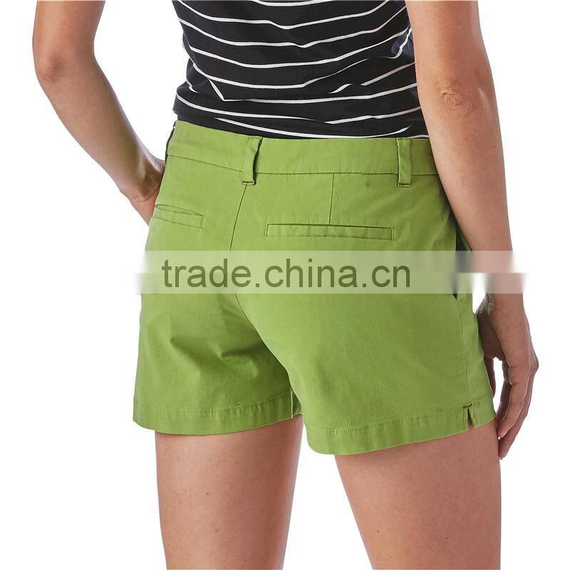 2016 Manufucture Custom Woman Shorts Chino-style Stretch All-wear Shorts With Soild Color