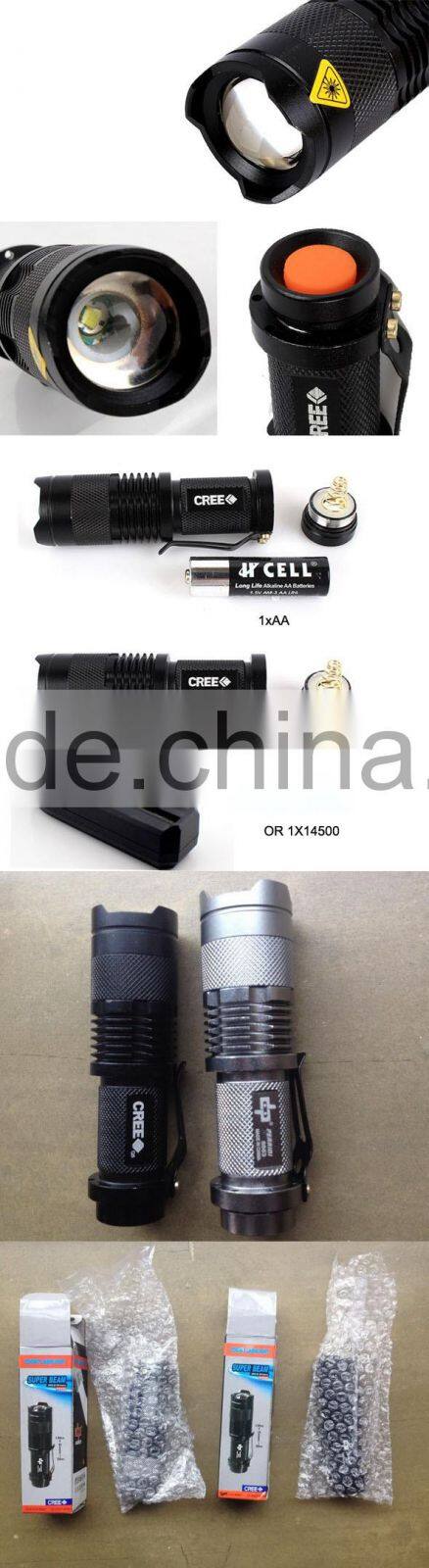 AA or 14500 battery zoom led rechargeable tactical flashlight/2015 new wholesale flasglight