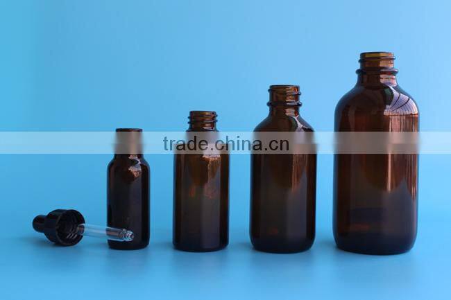 120ml Boston round glass bottle with dropper