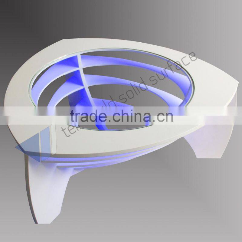 Modern living room furniture rotating glass coffee table