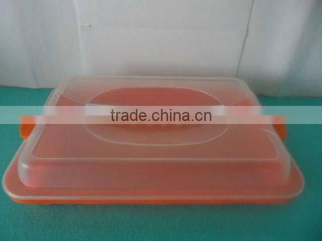 clear rectangle plastic bread box with handle