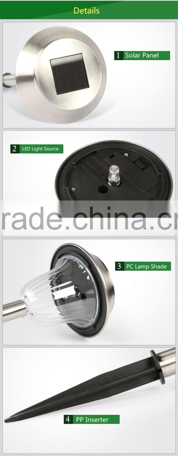 Stainless Steel Insert Type Garden Light LED Solar Lawn Lamp