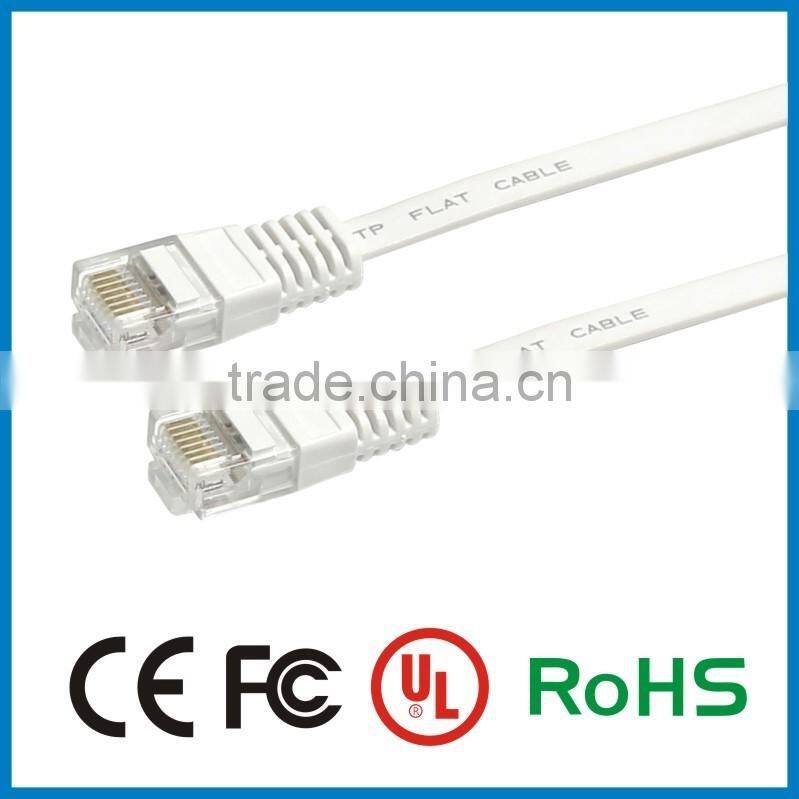 Blue color 4 pairs 32awg copper shielded twisted pair cable cat 6 flat patch cord