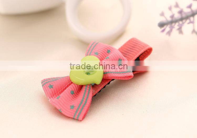 new style with sweet heart button multi color Boutique grosgrain hair clip fancy hailgrips