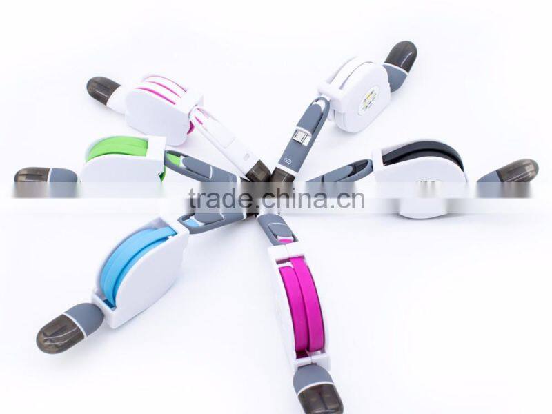 fashion retractable two in one usb cable for micro android htc lg