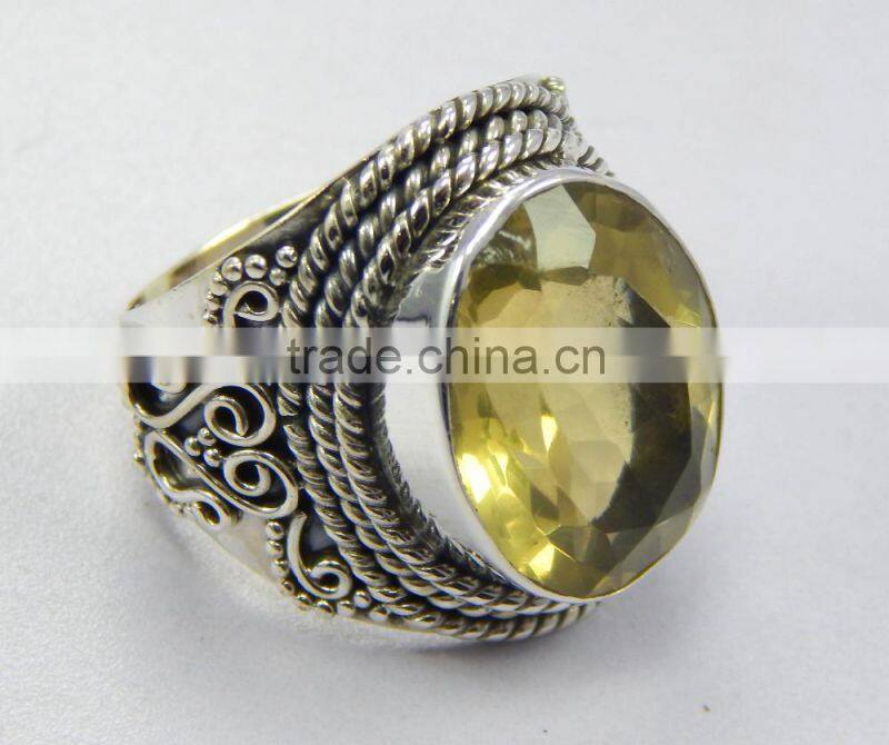 Natural faceted lemon topaz ring 92.5 sterling silver jewellery
