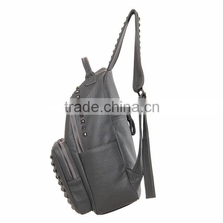 adjustable shoulder strap college school fashion rivet on women day backpacks