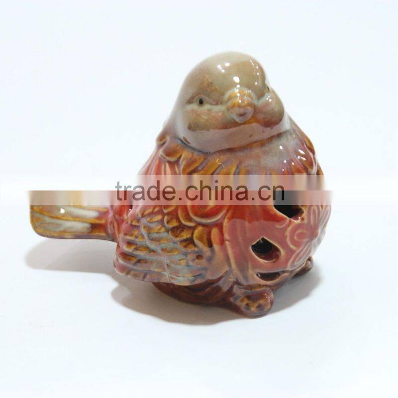 Red color glazed ceramic birds