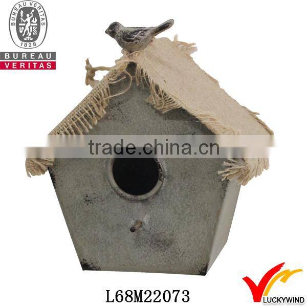 fabric roof handmade cute metal bird house