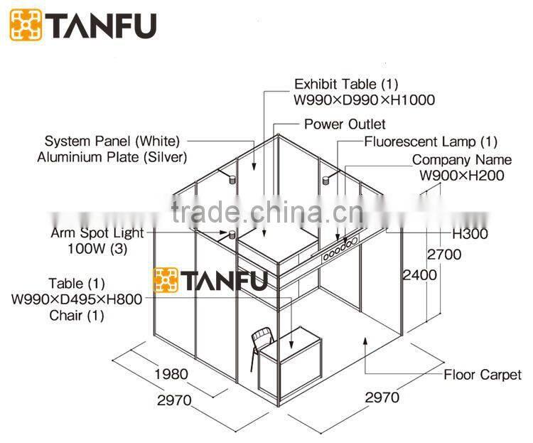 3x3 or 10x10 Shell Scheme Exhibition Booth from TANFU