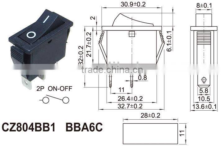 High quality temperature double push button rocker switch for electrical products with certificate 3 position switch
