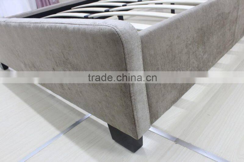 Concise Style Pulled Line Feature Fabric Double Bed
