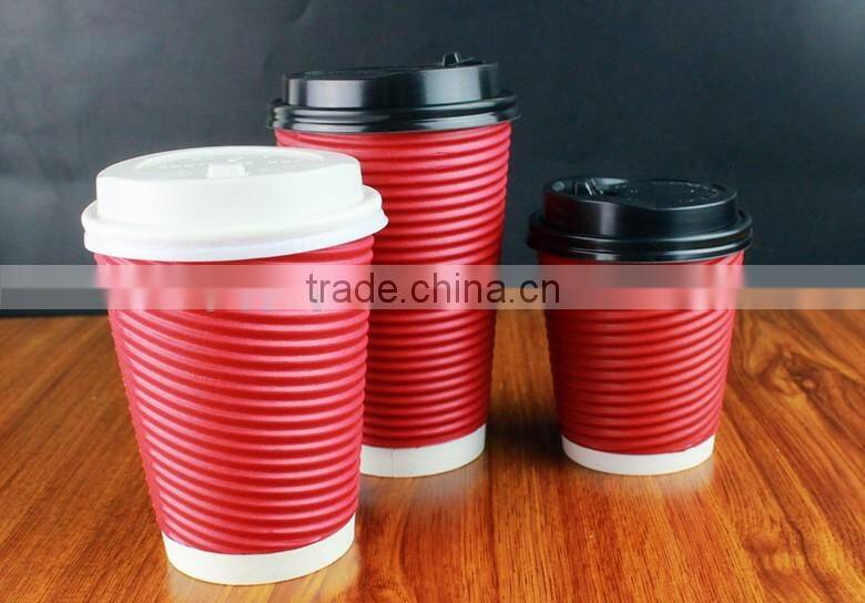 Custom disposable logo print colorful Christmas coffee ripple wall paper cups for coffee/tea/milk