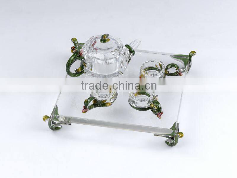 RORO Chanson orchid enamel crystal glass tea set for home decoration