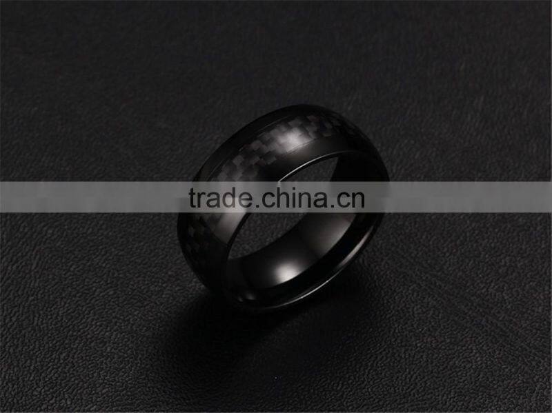 R-127 8mm Genuine Titanium men's ring Carbon fiber rings/ carbon fiber steel ring