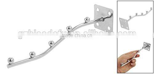 Wire Metal Wall Mounted Garment Display Rack Hooks Silver Tone