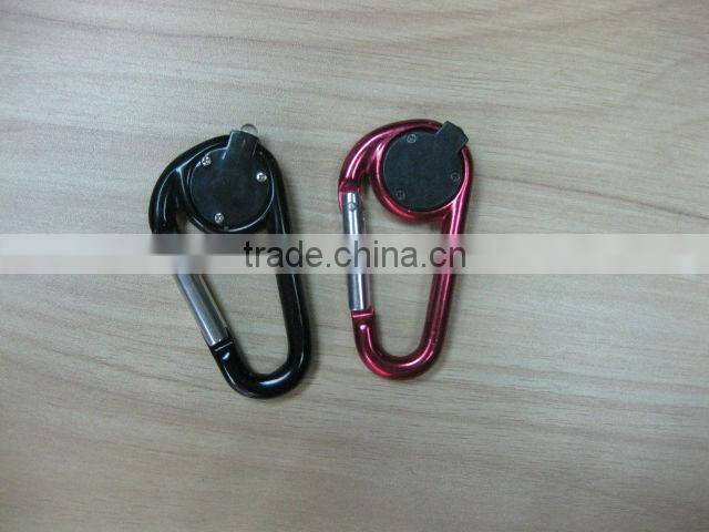 alumininium shinny color carabiner with flashlight