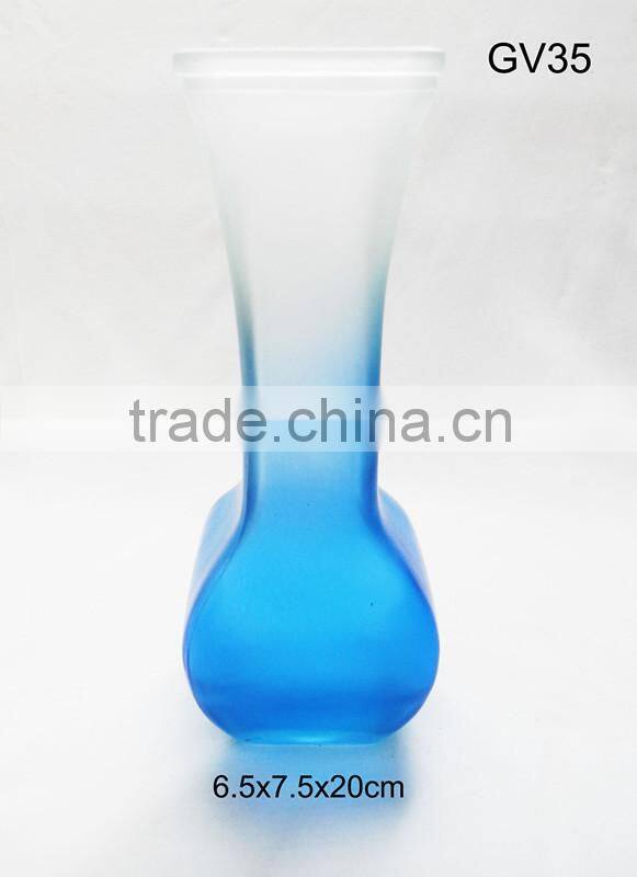 blue frosted glass martini glass vase for centerpiece