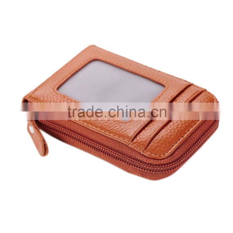 Custom wholesale organ style genuine leather credit card id card holder
