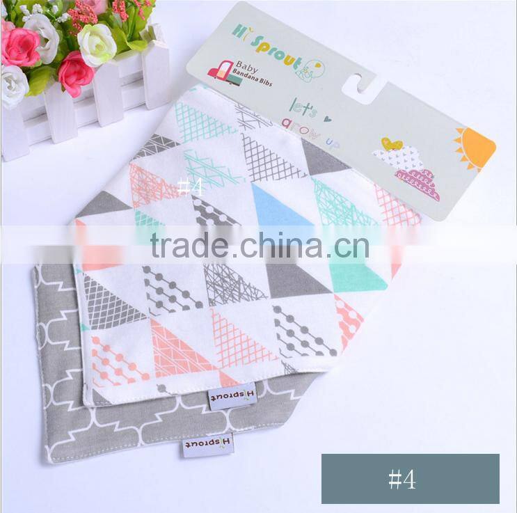 Top quality two layers 100% absorbent cotton baby bib bandana