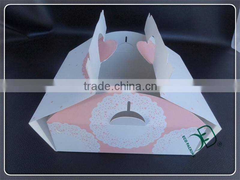 Paper cake box packaging with handle