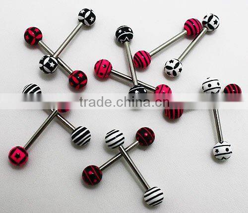 Fashion resin ball barbell tongue ring body piercing jewelry