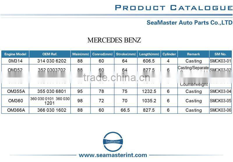Crankshaft for MERCEDES-BENZ 0M366A OEM No.366 030 1602