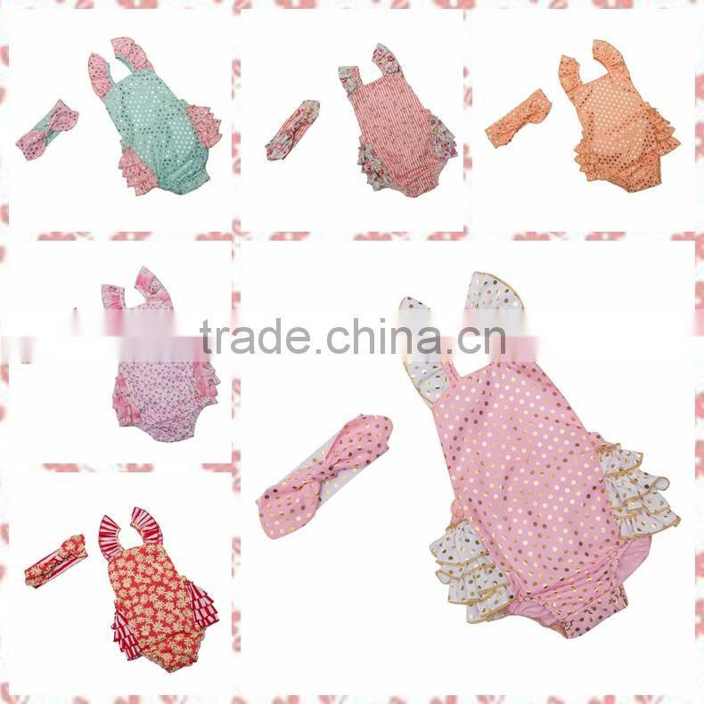 Wholesale children's boutique clothing Factory Directly Floral Pattern baby clothes seaside bella romper-Adjustable