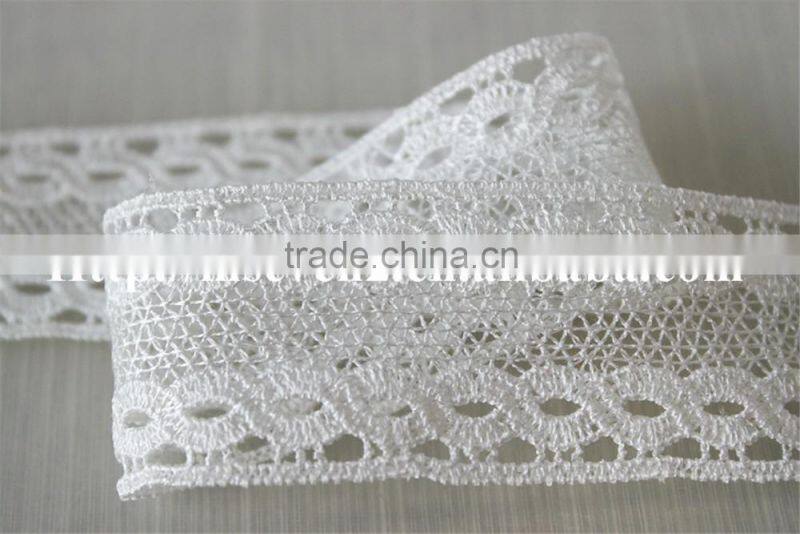 factory wholesale high quality white 3cm polyester yarn lace for sale