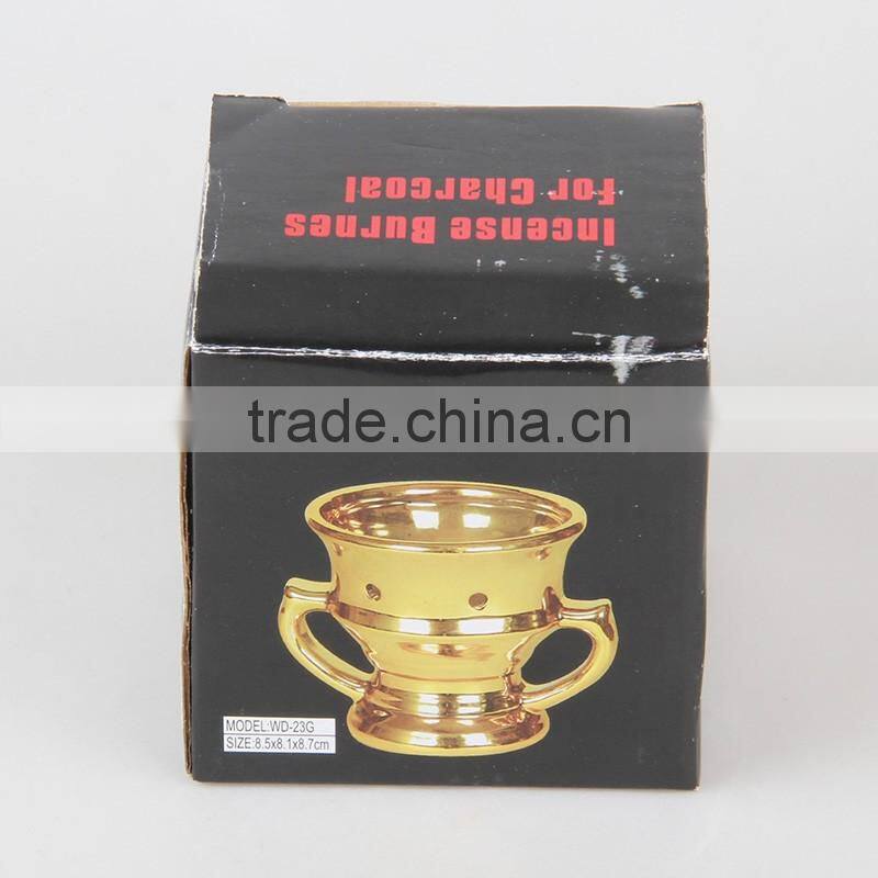 2016 new hot sell golden Arabic incense burner candle burner cramic incense burner for charcoal