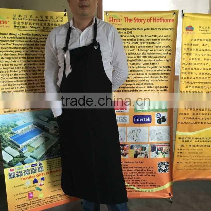 Black big apron with grommet and pocket