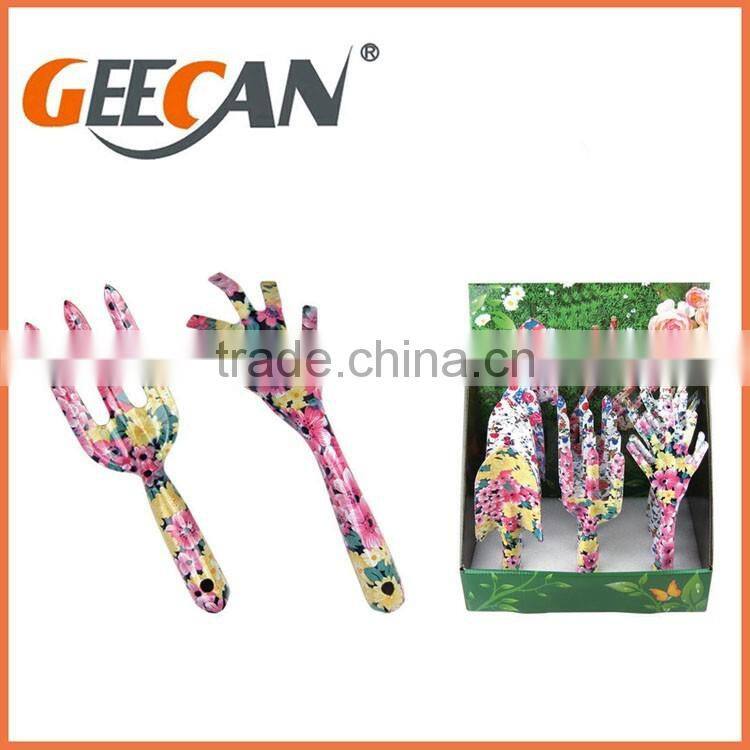 Nice and best selling well garden tool set with gift box floral printing garden tool set